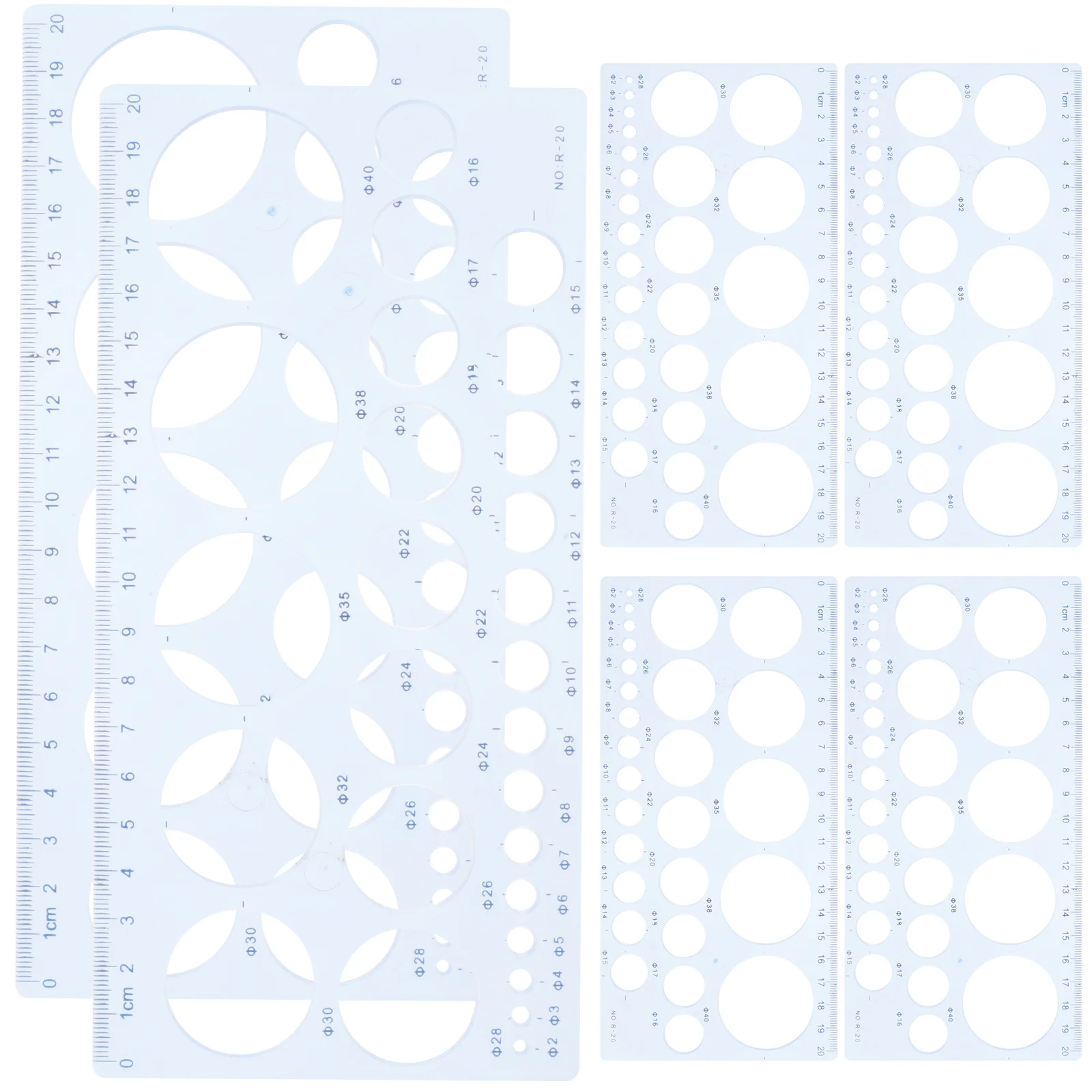 6Pcs Geometric Drawing Templates Stencil Plastic Measuring Rulers for Drafting Engineering Architecture Student Design Supplies