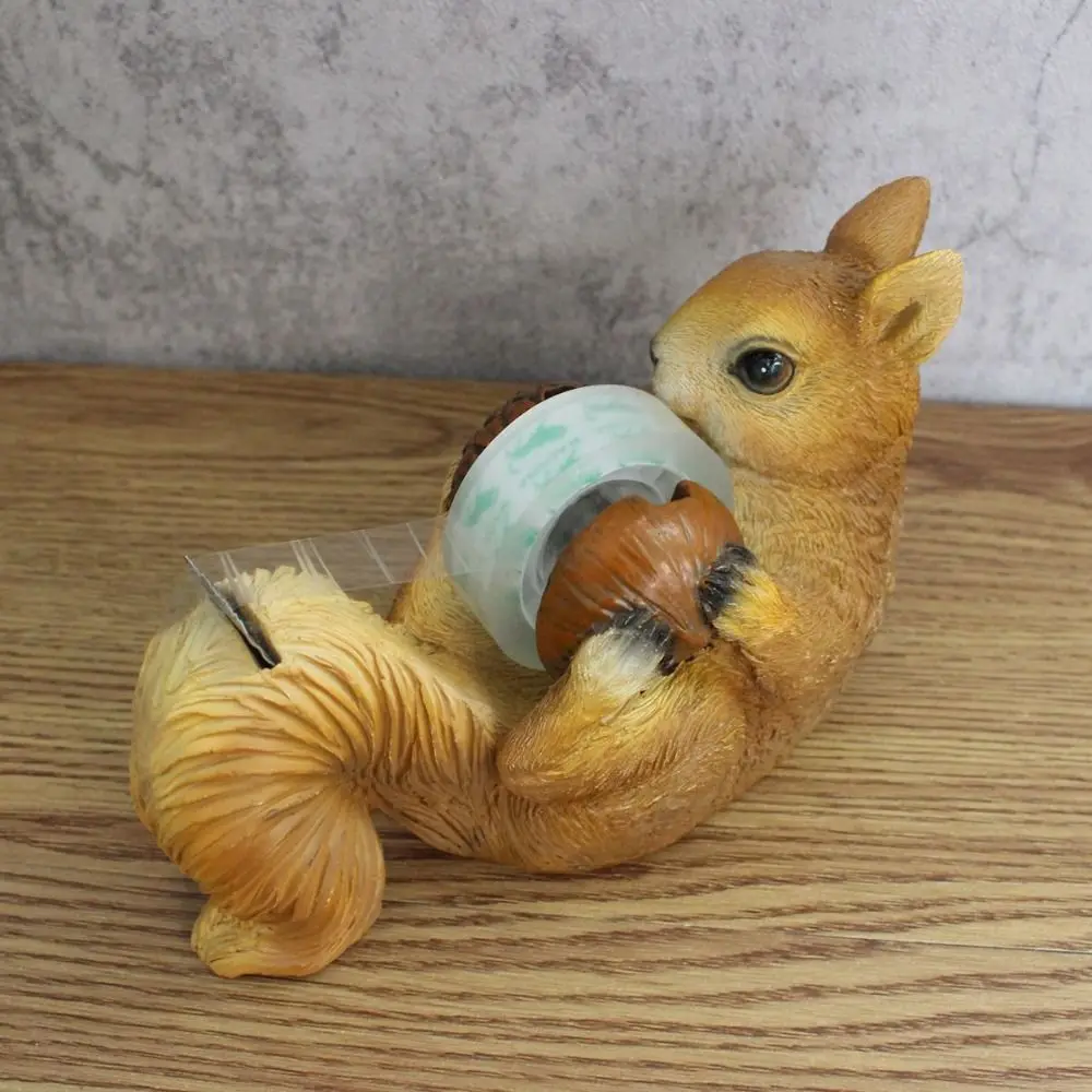 Cartoon Squirrel Tape Holder Resin Animal Shaped Squirrel Tape Dispenser Eco-friendly Squirrel Desktop Ornaments DIY Decoration