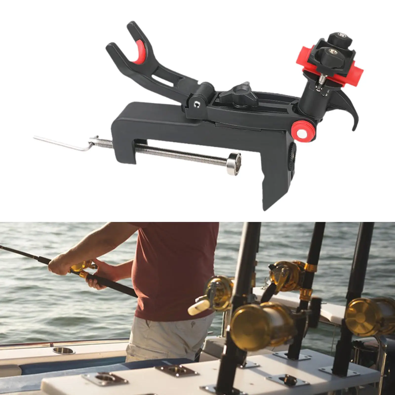 Boat Fishing Trolling Holder Fishing Gift Fishing Rod Holder Opening 5-128mm Fishing Gear with Clamp Boat Fishing Rod Holder