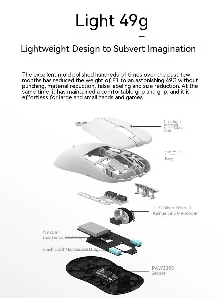 Mouse wireless VGN Dragonfly F1 2.4G PAW 3395 Mouse da gioco dual-mode ricaricabile Fps Leggero Personalizza accessori da gioco