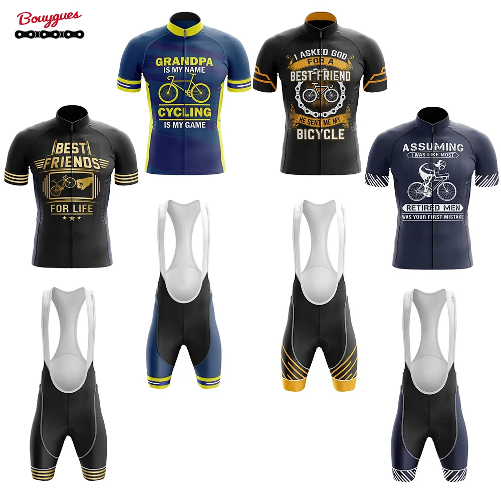 CyclingBest Friend Pro Bicycle Team Short Sleeve Maillot Ciclismo Men Cycling Jersey Set Summer Breathable Cycling Clothing Suit