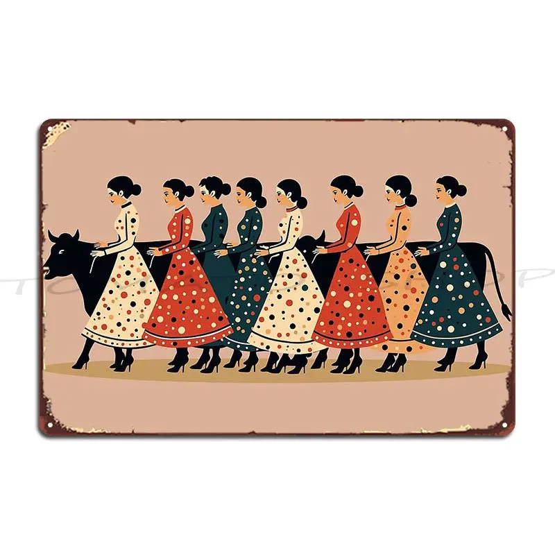 Eight Maids A Milking Cut Out Stencil Style Metal Sign Plaques Cinema Designing Club Painting Iron Tin Sign Poster