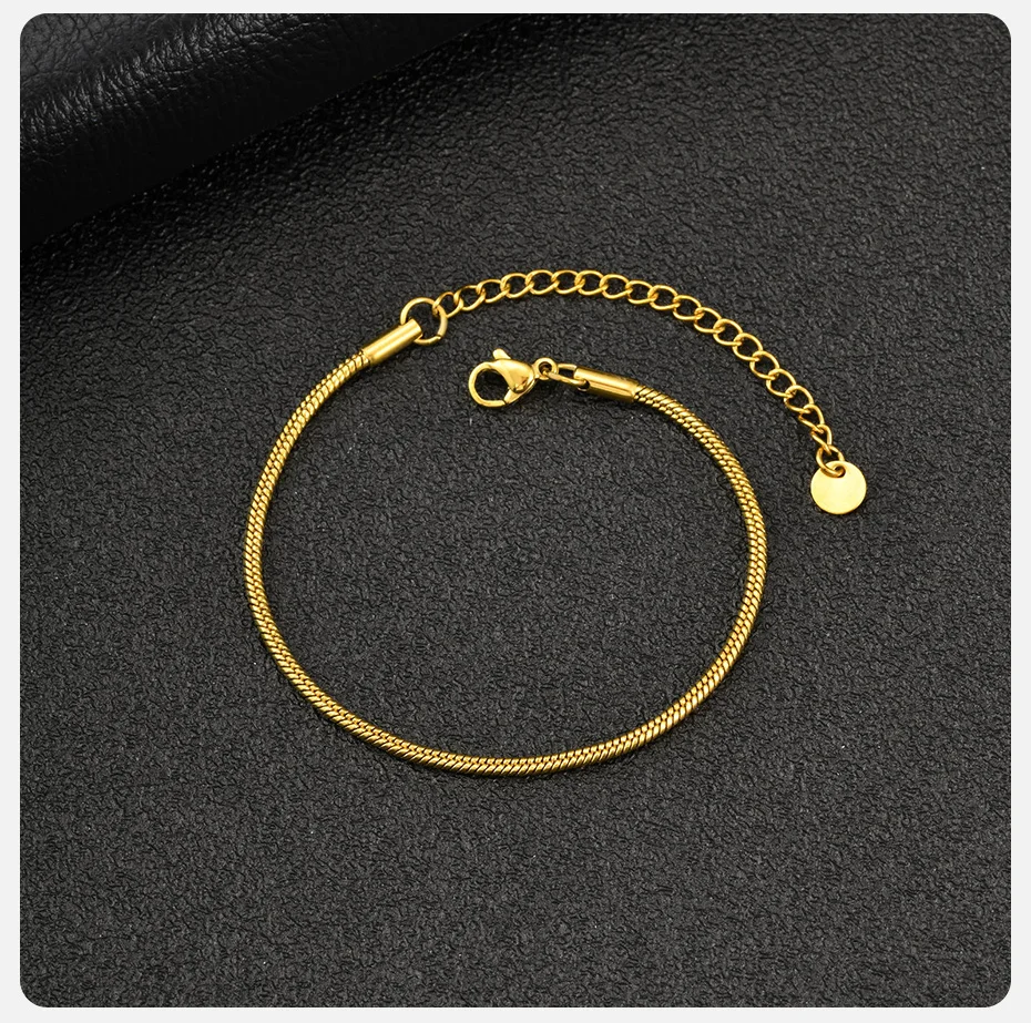 Vnox Minimalistisches 1,2/2mm Breites Dünnes Schlangenketten-Armband für Männer und Frauen, Gold- oder Silberplattierter Edelstahl Verstellbarer Schmuck Geschenk – Detail 5