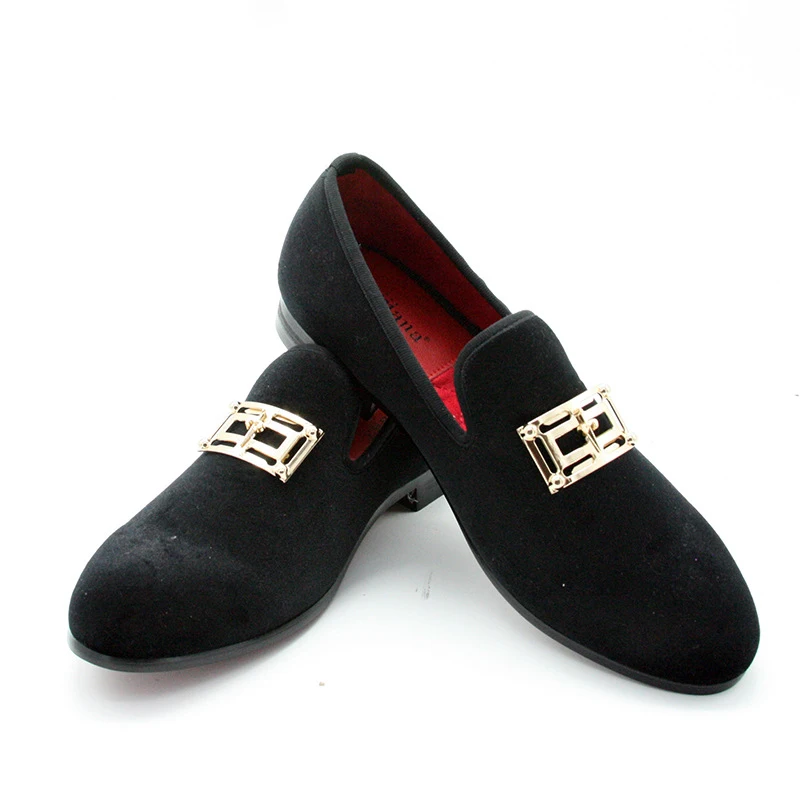 2022 fashion men party and wedding handmade loafers velvet shoes with gold buckle men dress shoe A25