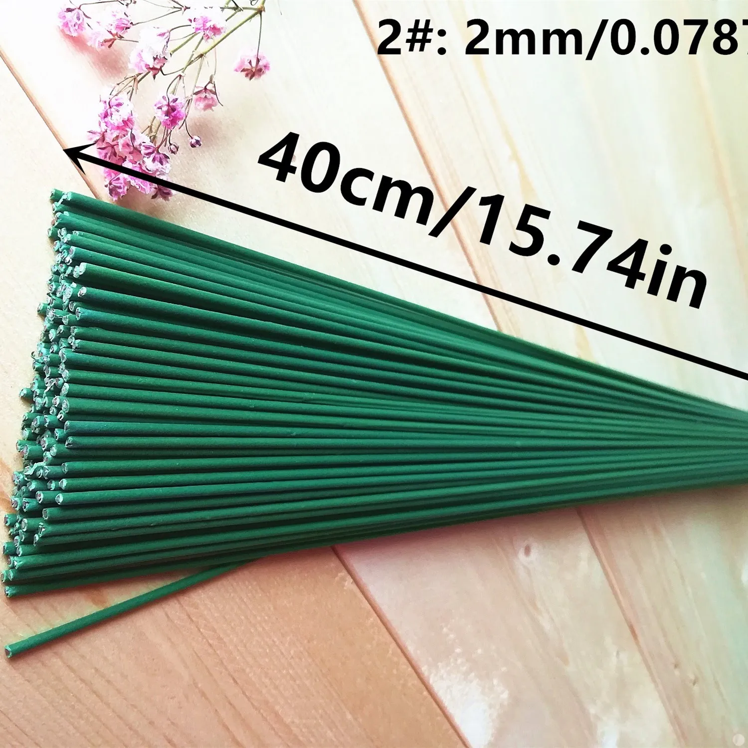 50pcs Simulation Artificial Rose Accessories Iron Flower Pole Wedding Supplies Diy Handmade Flower Rod About 40cm in Length