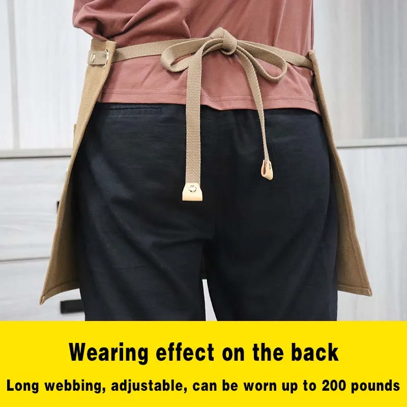 Custom Logo Waterproof Heavy Canvas Western Restaurant Storage Horticulture Adjustable Barista Waiter Short Skirt Half Apron