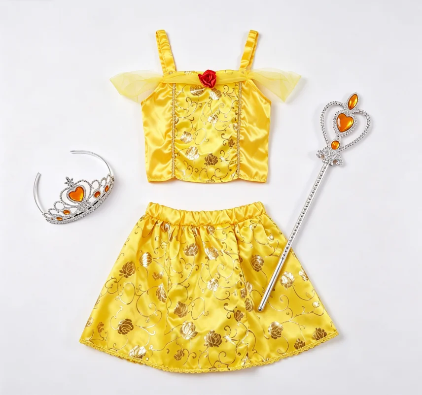 Girl Sweet Elegant Princess Two Piece Dress Set Gift Box Birthday Holiday Party Stage Performance Wear Gown Suit Present Package