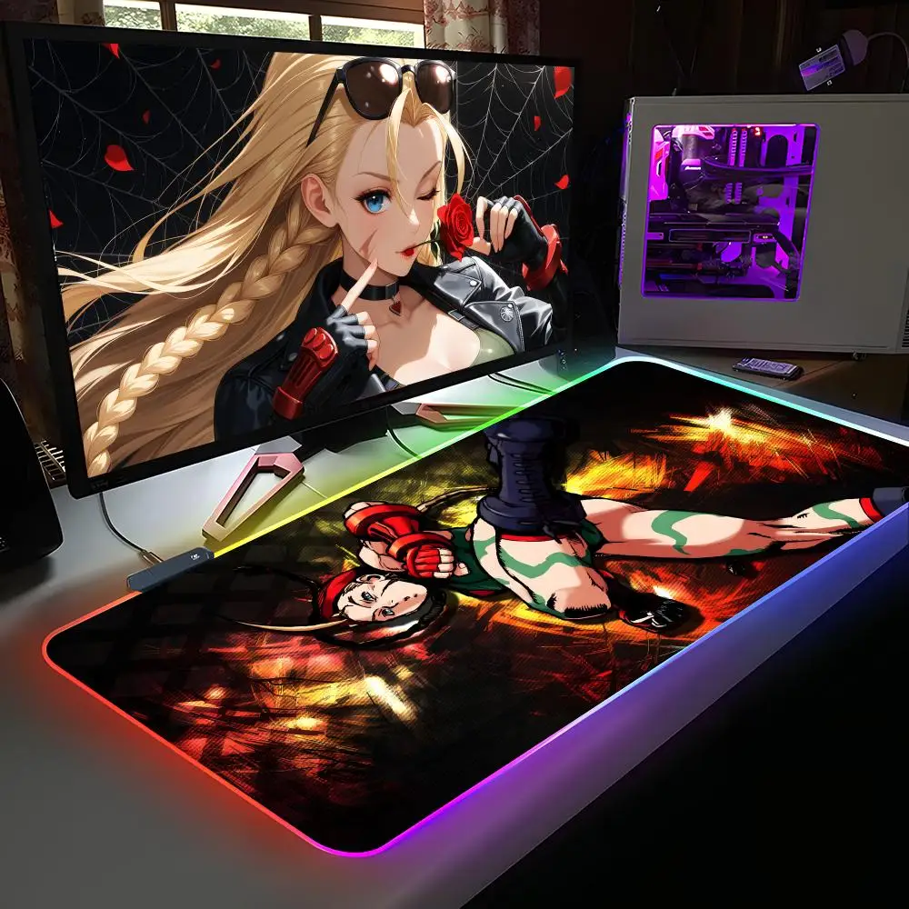 

Коврик для мыши Street Fighter Cammy RGB, резиновый компьютерный ноутбук, официальная игра, цветной киберспортивный эстетический красивый модный роскошный коврик