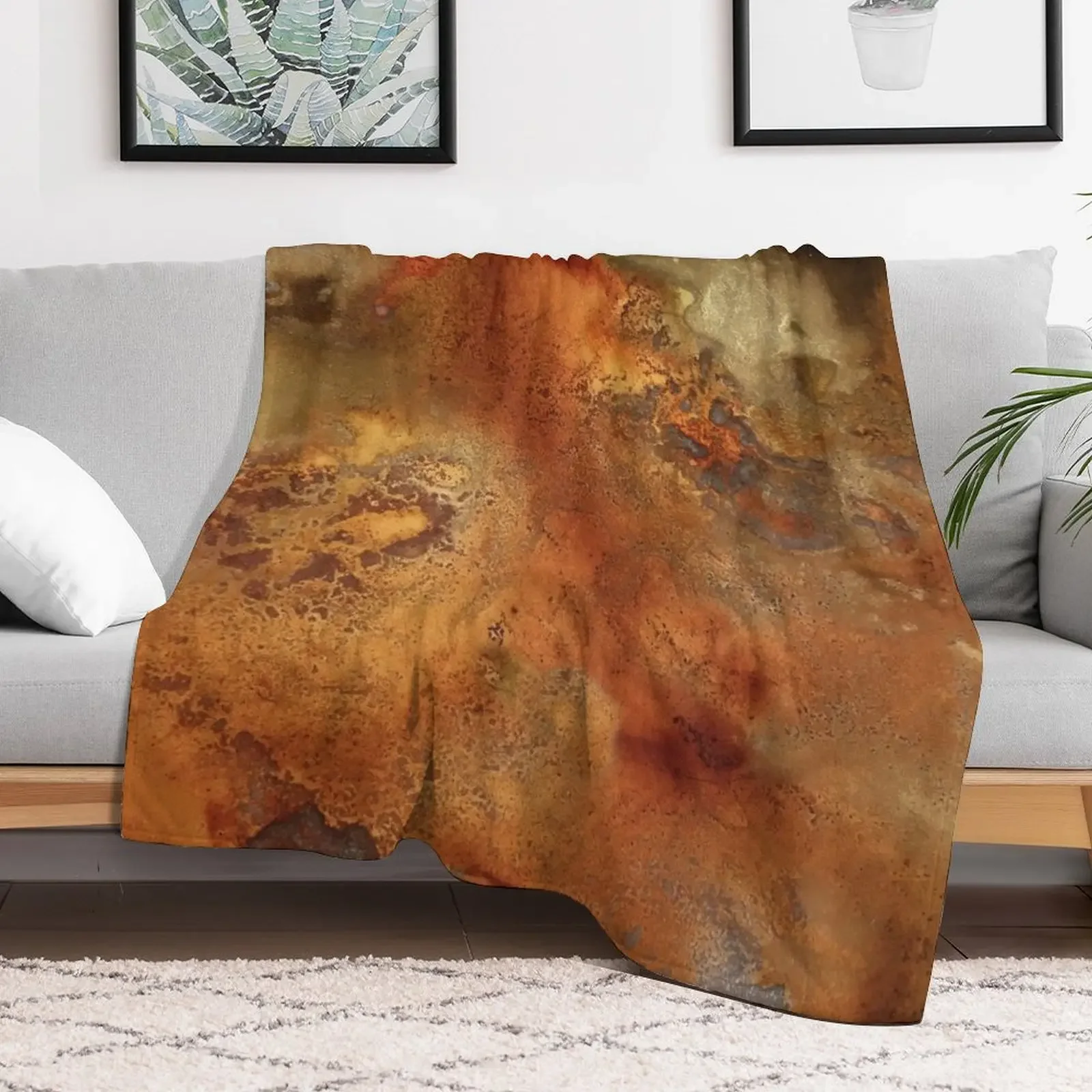 Mars' In Gold, Bronze and Copper Throw Blanket Wrinkle Resistant Lightweight Blanket