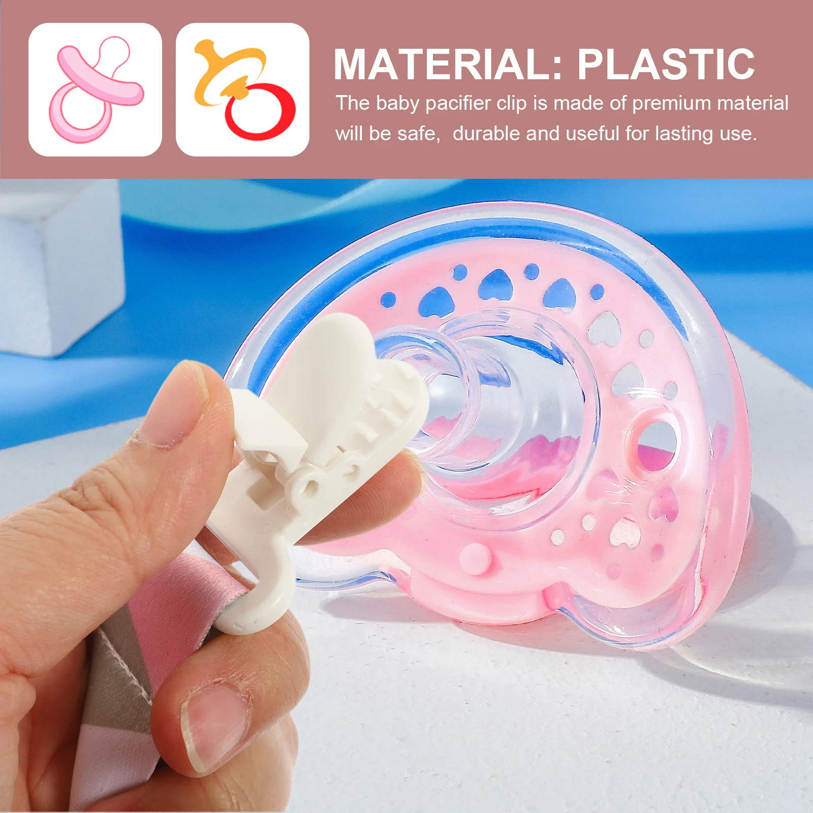 4 قطع من مشبك مصاصة الطفل، حامل المقود، ملحقات التسنين المهديء للرضع، مادة ممتازة، آمنة ومتينة ومفيدة ومختلطة #5