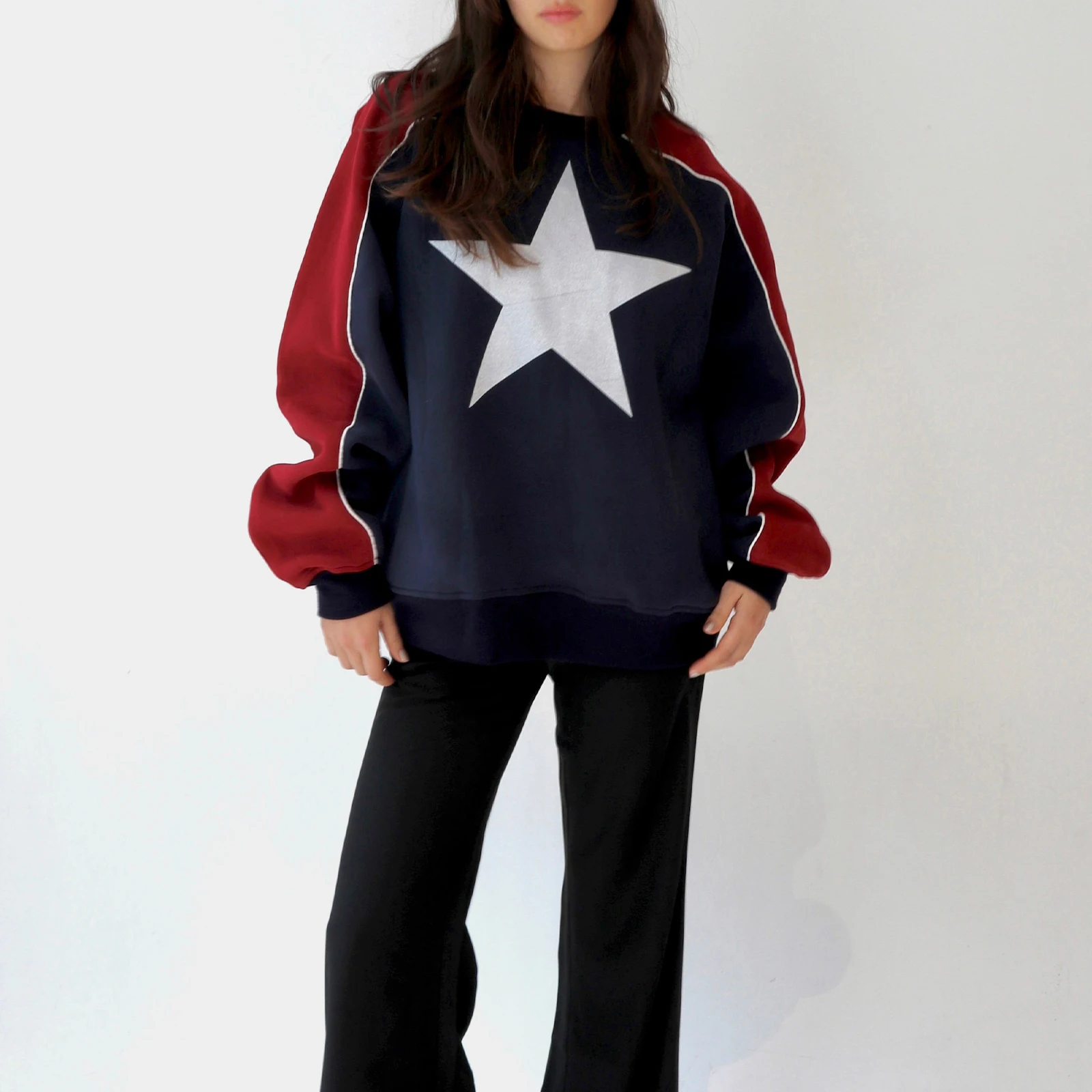 

Women's Star Graphic Sweatshirt Long Sleeve Round Neck Oversized Loose Casual Vintage Pullover Spring Fall Tops