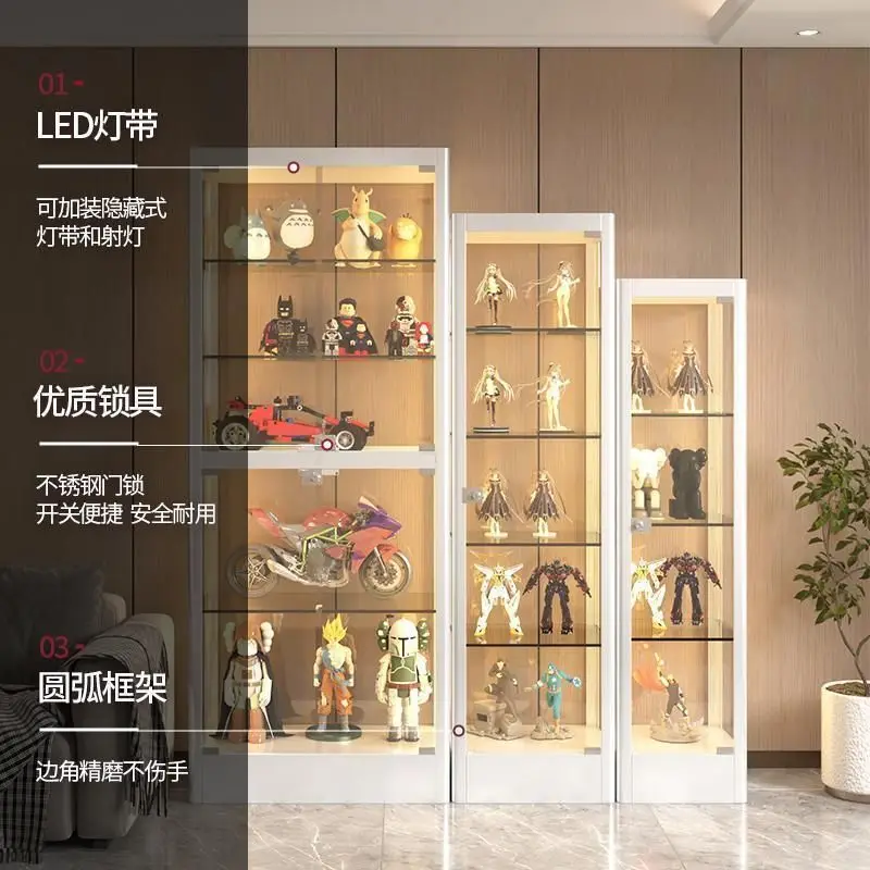Customized. Hand-Made Display Cabinet Household Display Stand LED Light Transparent Tempered Glass Cabinet Building Block C