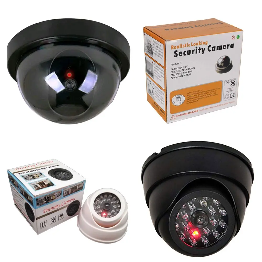 Warning Dome Security Surveillance Dummy Camera Fake Monitor Flashing LED Light CCTV