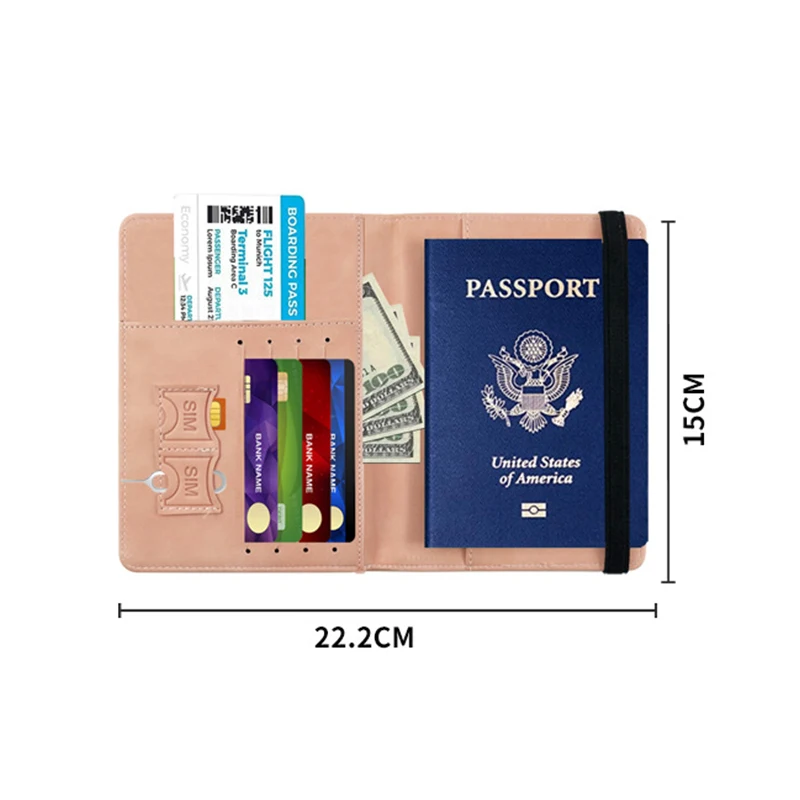 Women Men RFID Vintage Business Passport Covers Holder Multi-Function ID Bank Card PU Leather Wallet Case Travel Accessories