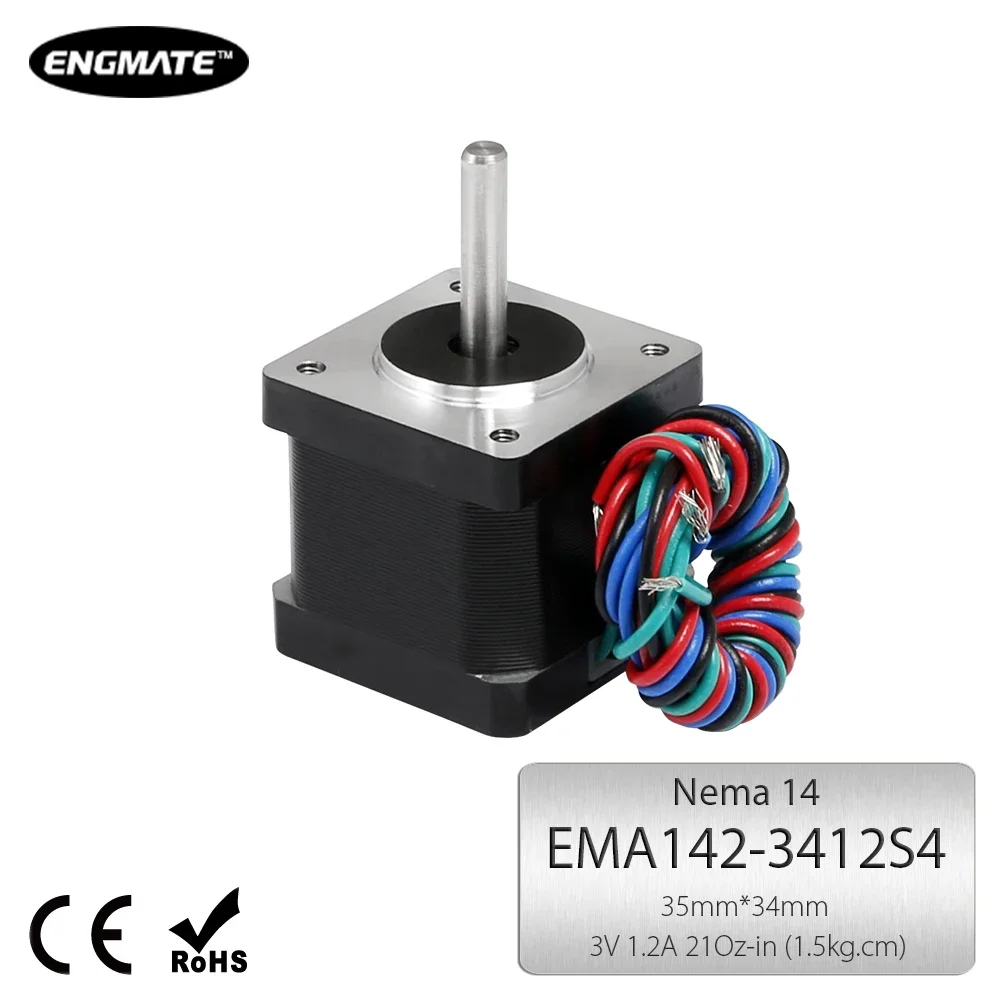 

EMA142-3412S4 Home Automation 35x34mm Nema 14 Stepper Motor 21Oz-In 2-Phase 1.2A High Torque Low Noise/Vibration for CNC Laser