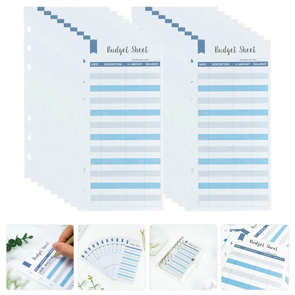 أوراق الميزانية النقدية مع فتحة لكمة لتتبع النفقات اليومية وبطاقات تسجيل الميزانية المحمولة للاستخدام المنزلي والمكتب #5