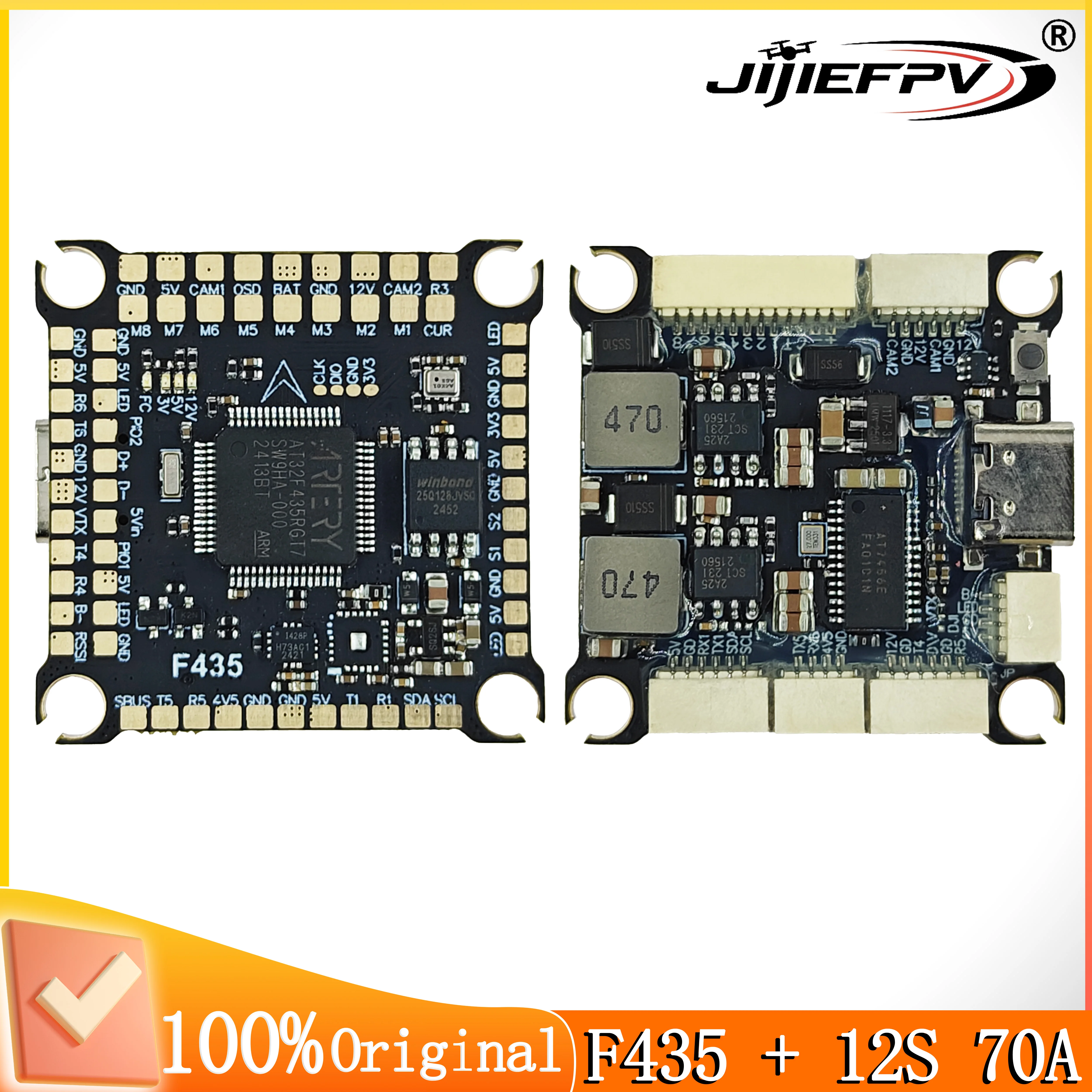 

JIJIE F435 FC Flight controller Stack 3-12S 70A BULEjay 4in1 Brushless ESC with 16MB Blackbox For RC FPV Racing Freestyle Drone