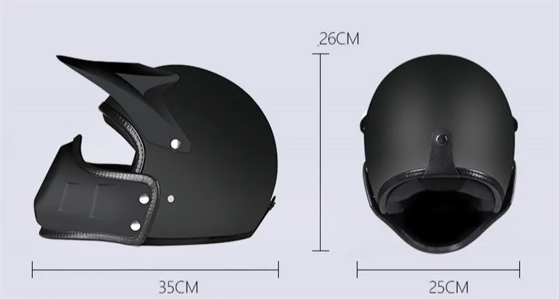 Matte Black DOT Motorcycle Helmet Retro Cafe Racer Vespa Vintage Motocross Open  Kask Full Face Casco Modular Ce