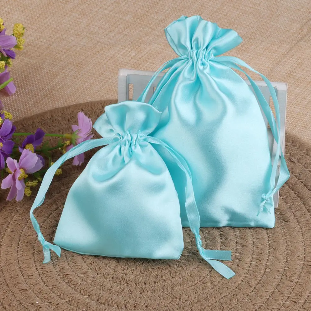 15pcs/lot 8x10cm Drawstring Silk Satin Bag Pouch Luxury Hair Jewelry Cosmetic Makeup Storage Packaging Bags