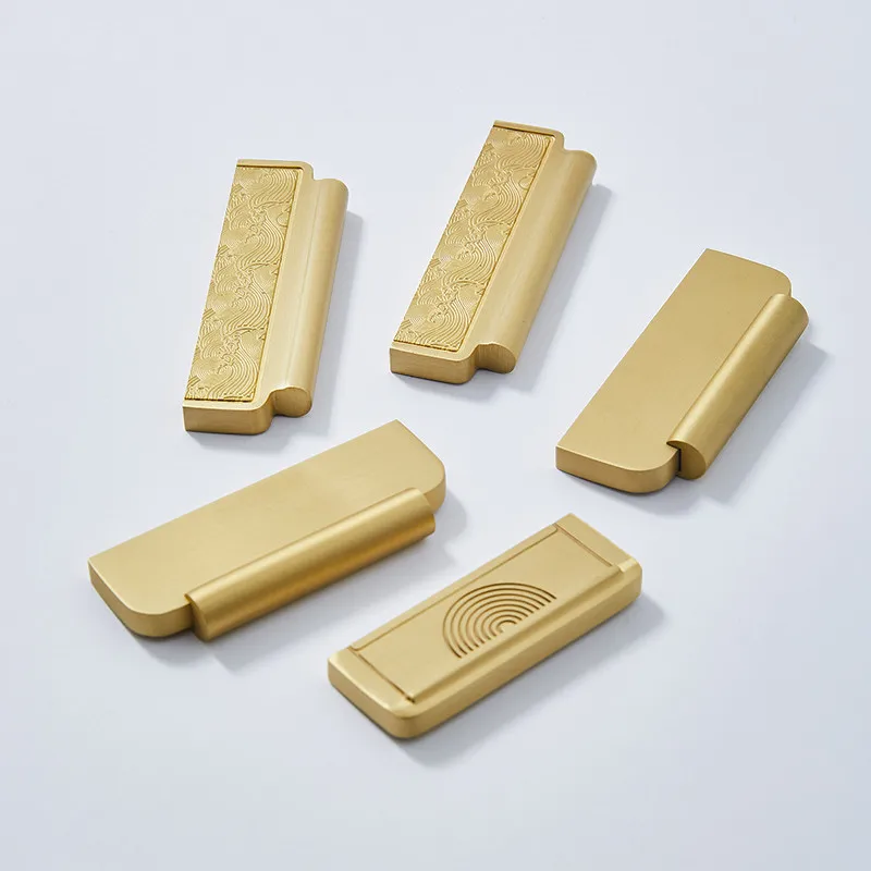 High End Brass Handle New Chinese Style Cabinet Handle Modern and Simple Retro Style Light Luxury Clothing Cabinet Door Handle