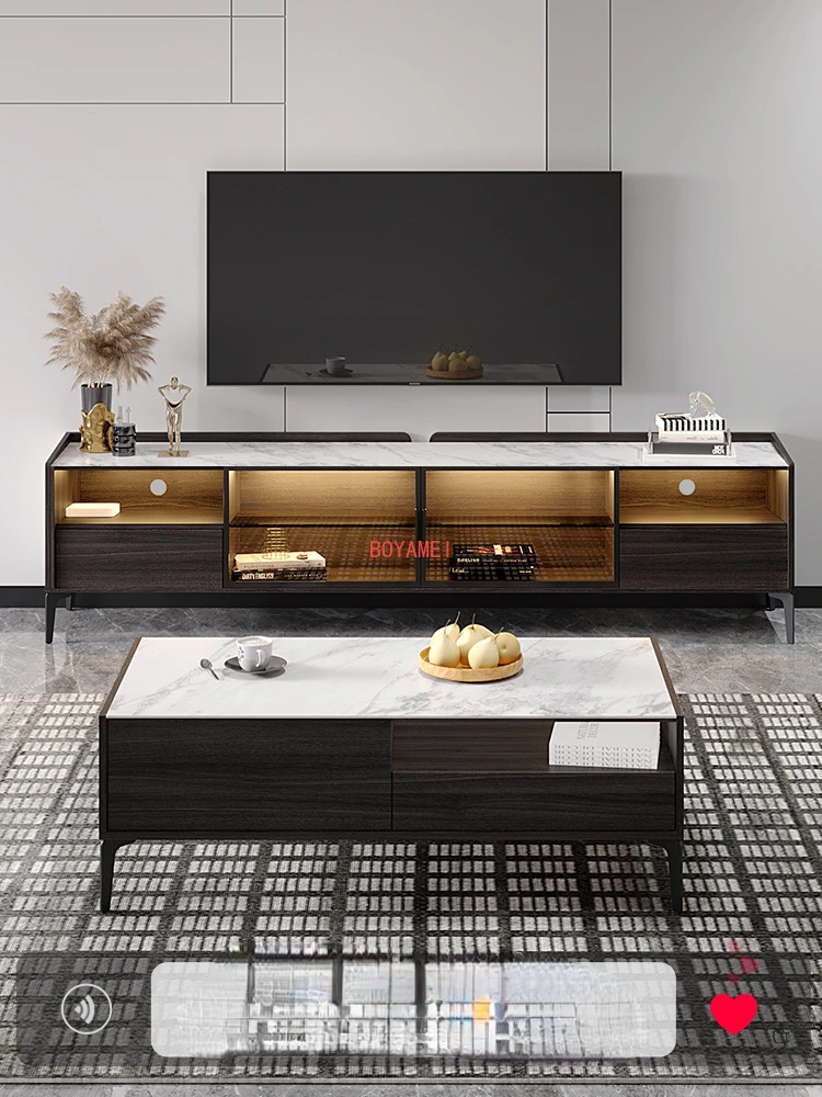 

style simple board TV cabinet small house type narrow style modern simple ultra-thin living room coffee table combination