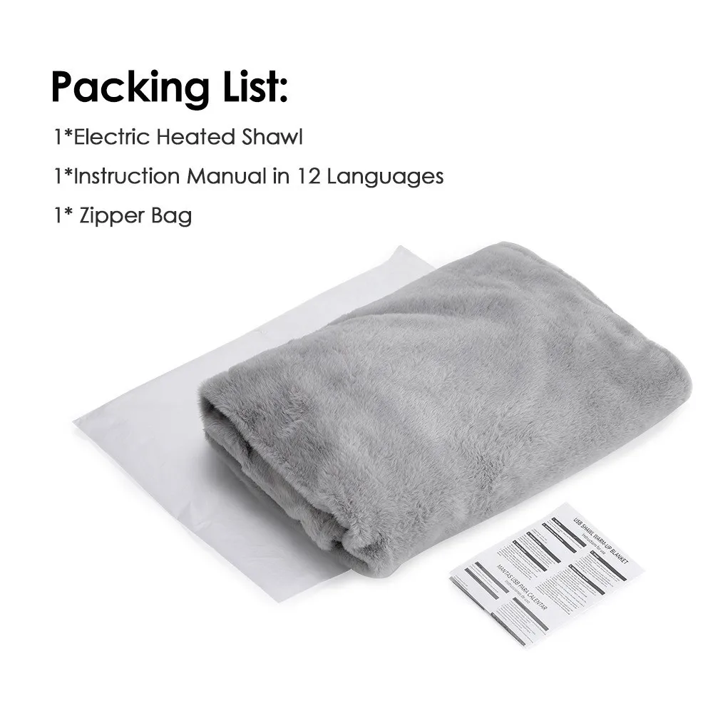 موضة يمكن ارتداؤها USB بطانية تسخين كهربائي 3 مستويات التدفئة المحمولة الاحترار شال قابل للغسل غطاء الساق الشتاء #5