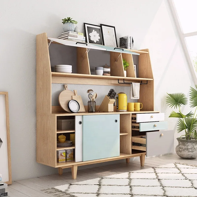 Fresh style dining room, two-story large storage kitchen, Nordic modern sideboard