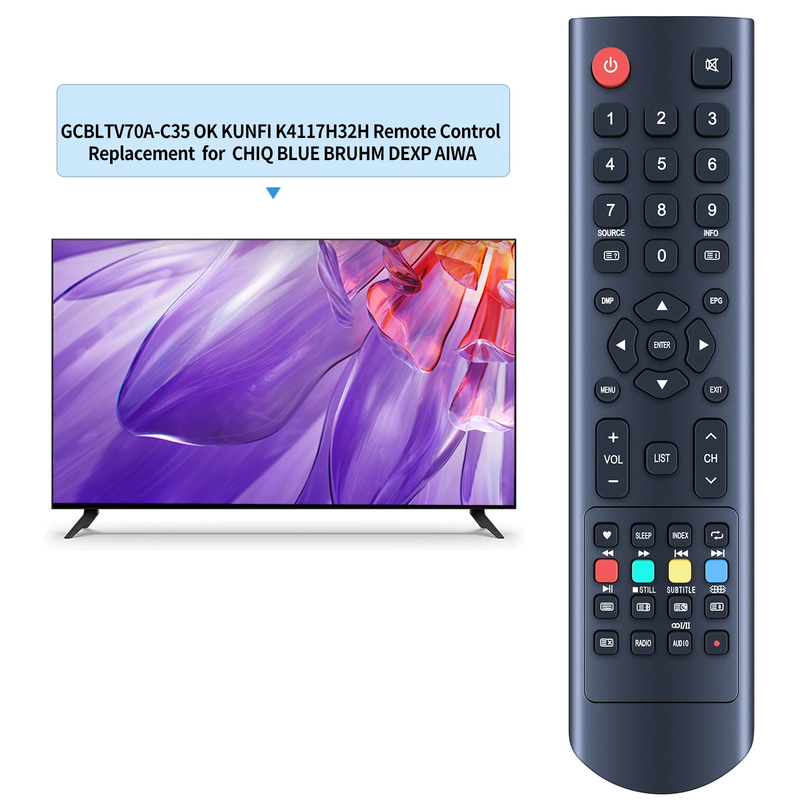 جهاز تحكم عن بعد لـ OK ، بشاشة عرض زرقاء Brhm ، و K4157H28H K5131H32H CHIQ Blue Brhm ، تلفزيون DEXP aiwa LCD LED