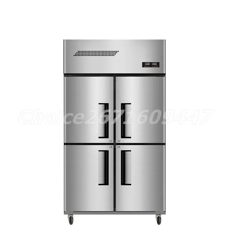 Commercial 4 Door Dual Temperature Vertical Cold Freezer Refrigerator Kitchen Cabinet Showcases Stainless Steel Freezer