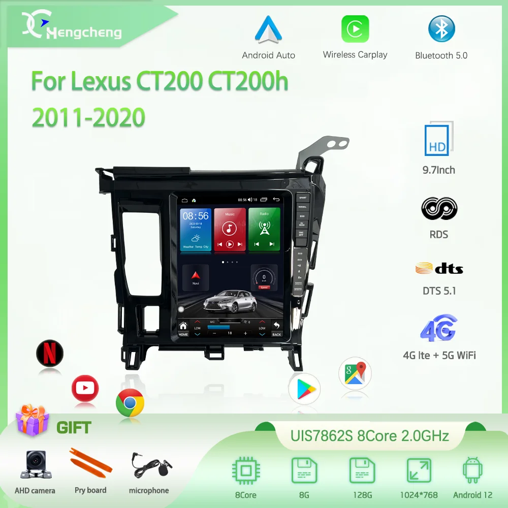 

9.7inch Android12 Car Multimedia Video Player For Lexus CT200 CT200h 2011-2020 GPS Navigation Auto Radio Carplay 4G 360camera