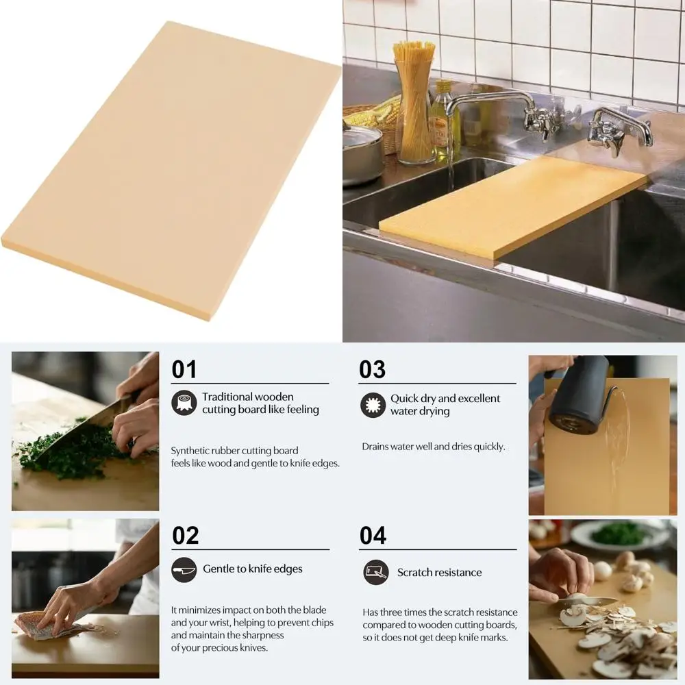 

Резиновая разделочная доска для домашнего использования на кухне, 16,5 x 9,8 x 0,5 дюйма, японский дизайн, прочный и легко чистится