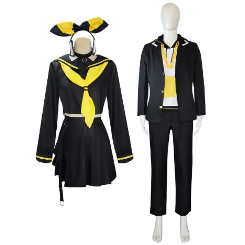 Costume de Cosplay Len Rin de l'Anime Kagamine, Ensemble Uniforme JK Noir pour Halloween, Tenues Comic Con