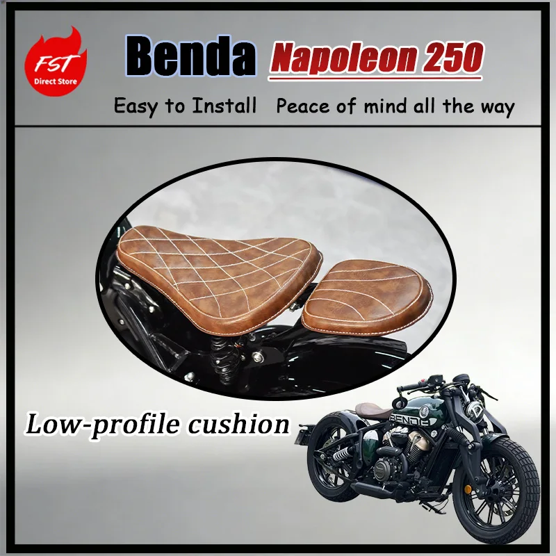 FOR Benda Napoleon 250 Low-Profile Spring Solo Seat Retro Bobber Style Motorcycle Cushion Upgrade Part for Modified Bikes