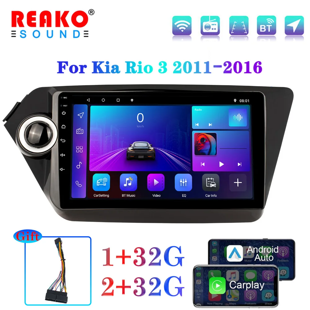 

REAKOSOUND Android 11 9" Inch HD Touch Screen Carplay Car Multimedia Player GPS WIFI Car Radio Stereo For Kia 3 (2011-2016)