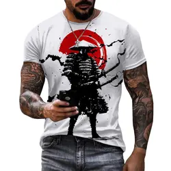 Summer Trend Men 3D Japanese Samurai graphic t shirts Fashion Personality Cool Street Style Print Round Neck Short Sleeve Tees