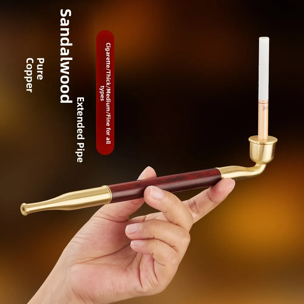 

Zobo Pure Copper Handmade Old Fashioned Dried Tobacco Pipe Sandalwood Rod Extended Filter Circular Design Traditional Smoking...