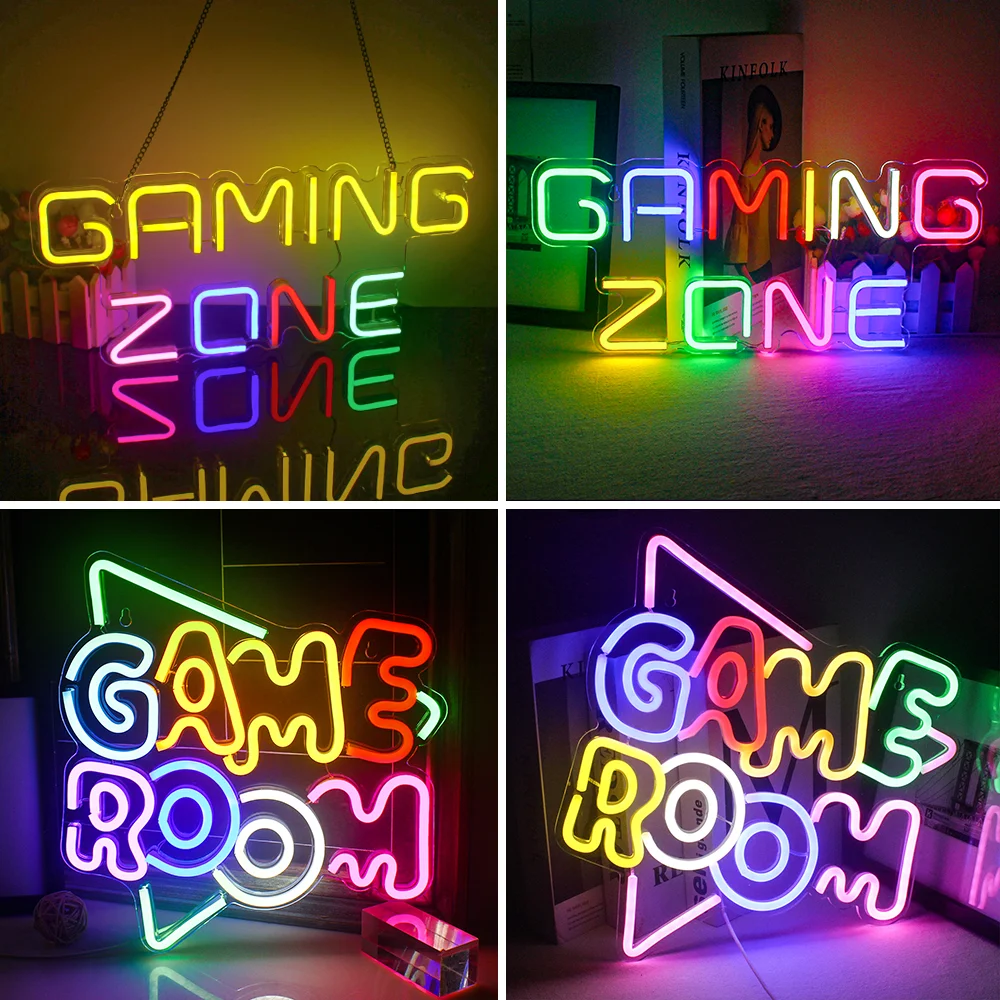 Gaming-Serie Leucht reklame Spiel zone Leucht reklamen führte bunte Neon für Wand dekoration USB-Schlafzimmer Spiel Party Dekor Mann Höhle Gamer Jungen