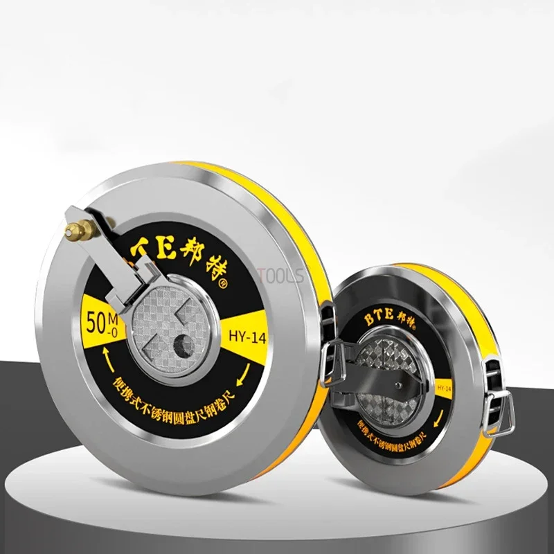 Righello rotondo in acciaio inossidabile 20/30/50m righello per disco di misurazione di ingegneria portatile con nastro in acciaio al carbonio a