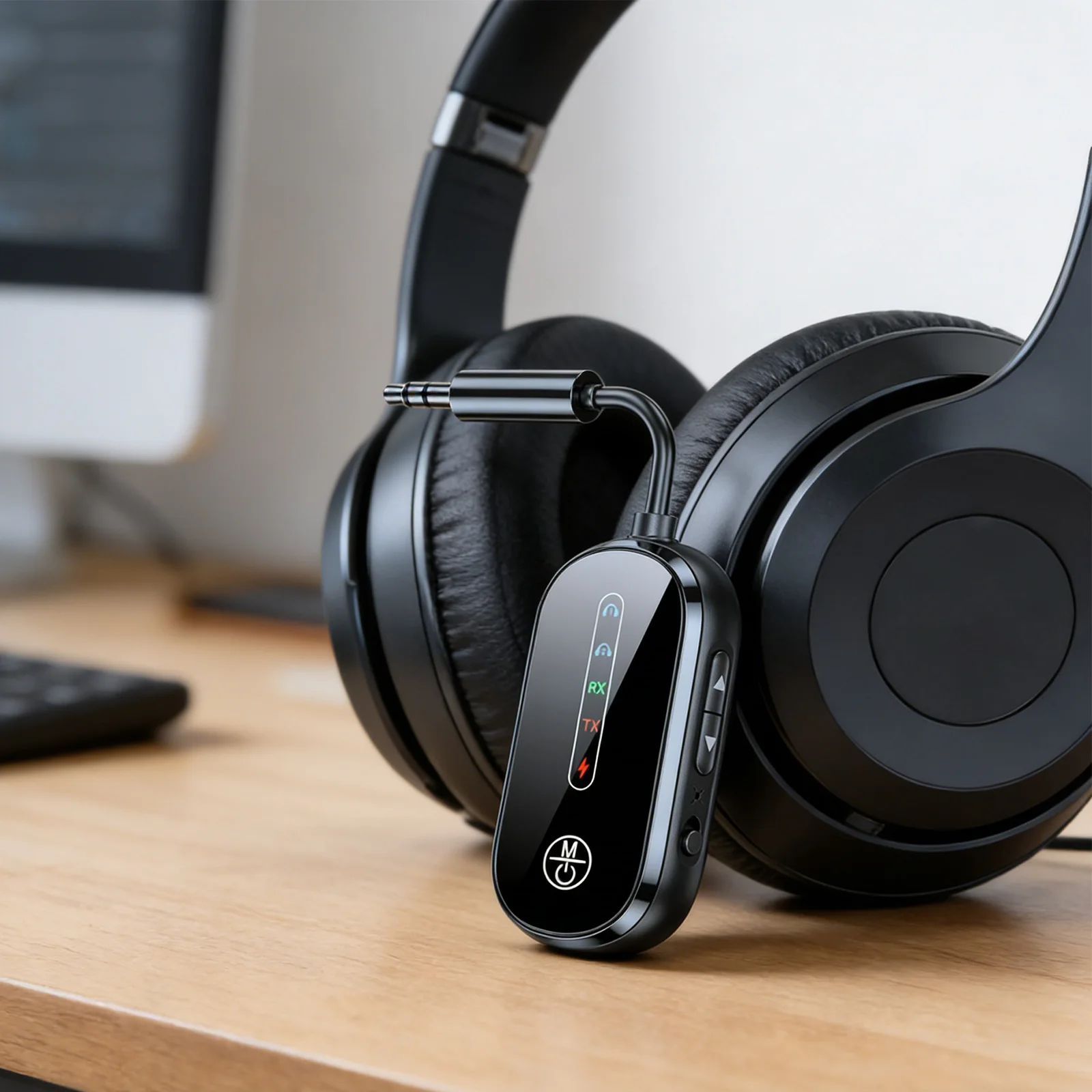 

BT 5.4 Low Latency Dual Link Airplane Adapter Wireless Audio Receivers 3.5mm Wired To Wireless Adapters for Headphones/TV/Car/PC