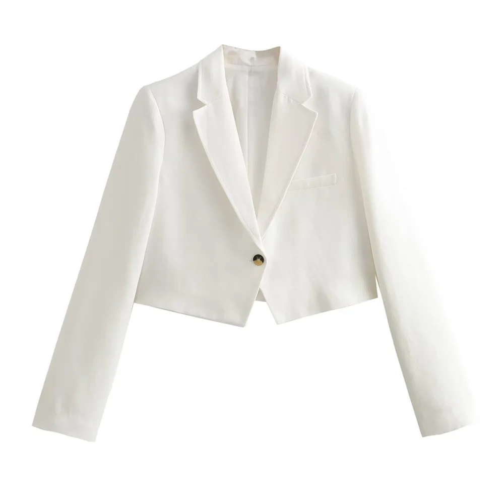 PB & ZA-Casual Short Suit Jacket dla kobiet, prosty i podstawowy, styl europejski i amerykański, wiosna i jesień, nowość, 2024