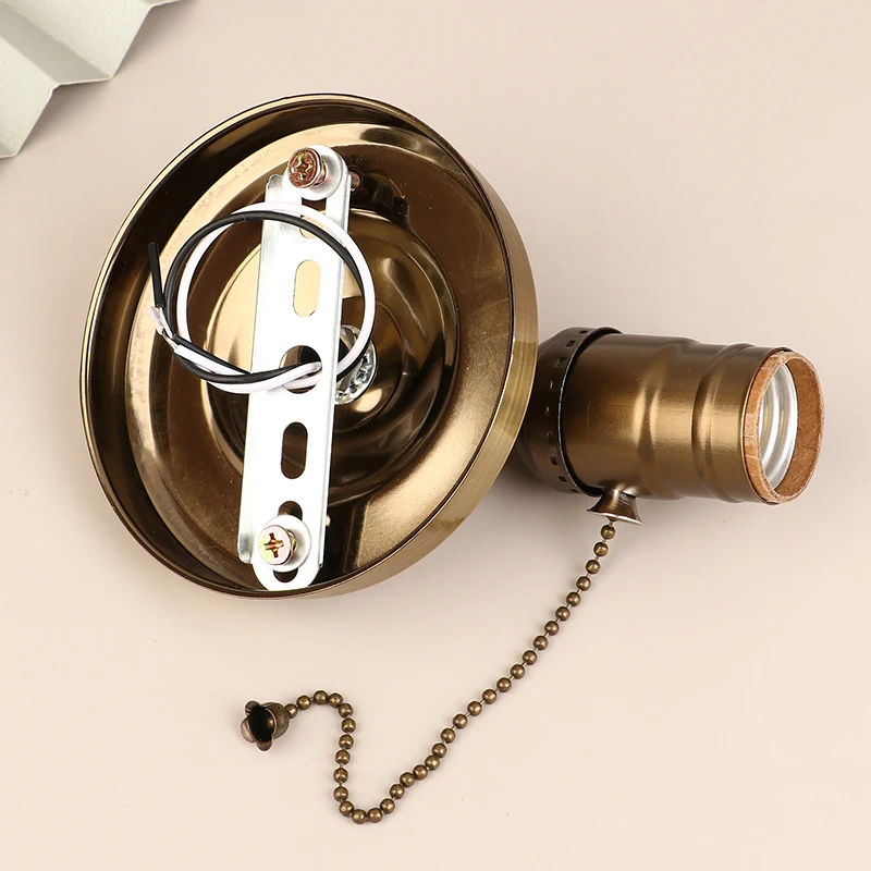 

1Pc Pull Chain Switch Scones Led Wall Lights Chrome Loft Style Retro Vintage Iron Bedroom Wall Lamp Base Bedside Lampen Stair