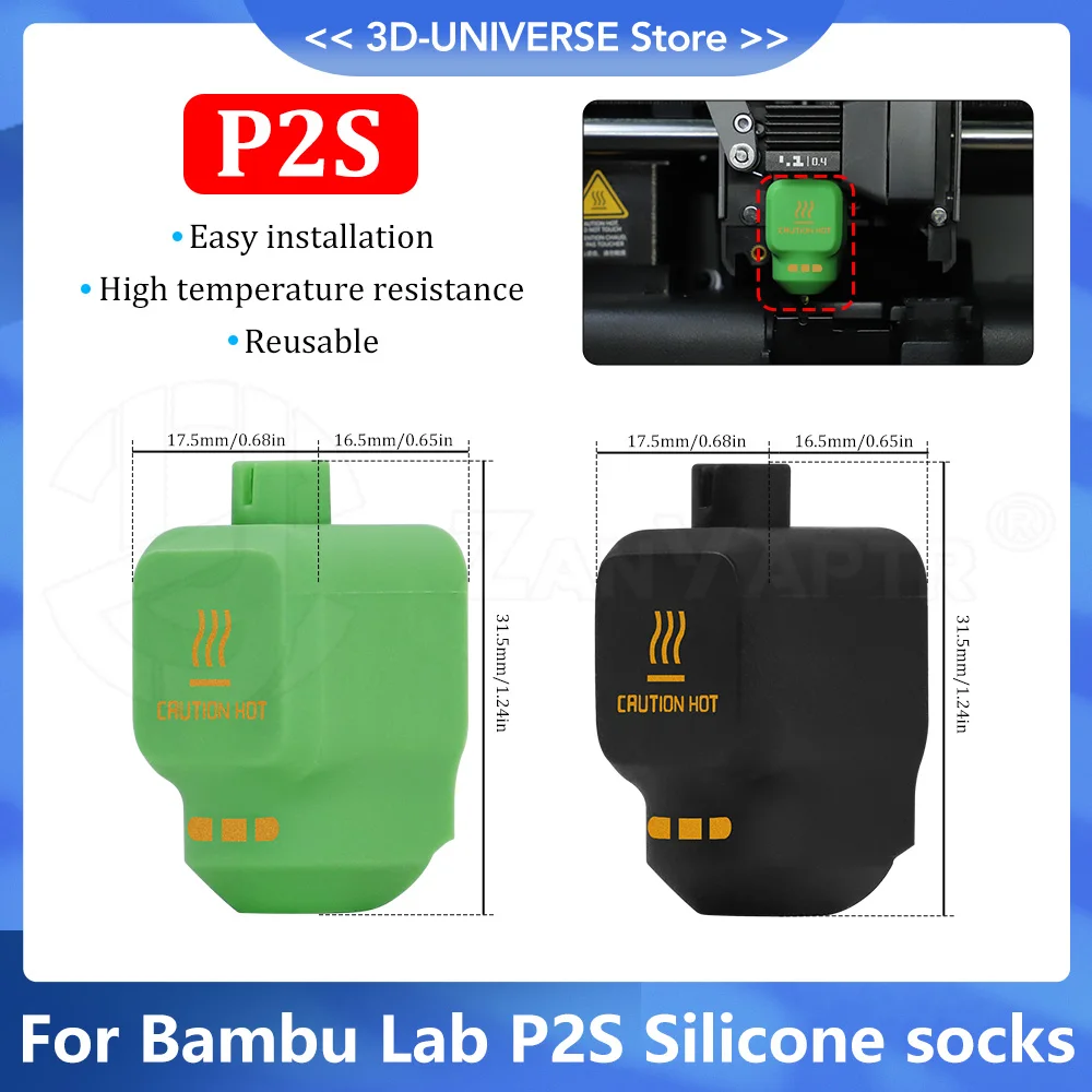 

Силиконовые носки P2S Hotend для Bambu Lab Hotend, теплоизоляционный чехол, 1-10 шт., черный и эксклюзивный цвет, зеленый, более прочный
