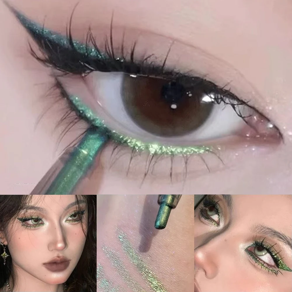 Aurora Kameleon Eyeliner Potlood Glitter Metallic Oogschaduw Waterdicht Glanzend Chroom Parel Groen Goud Paars Liggende Zijderupsen