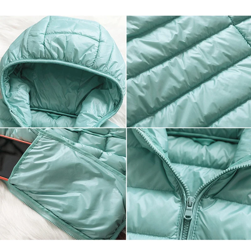 2024 New Women Thin Down Jacket White Duck Down  Jackets Autumn And Spring Warm Coats Portable Outwear