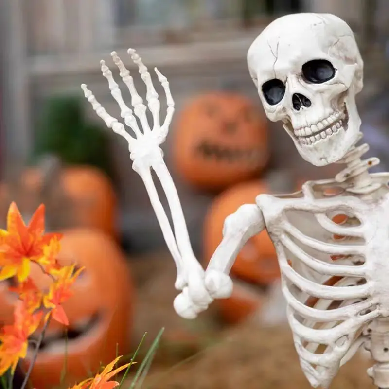 90cm Full Body Movable Halloween Skeleton Prop Skull Bones Decor for Home Bar Haunted House Horror Party Halloween Themed