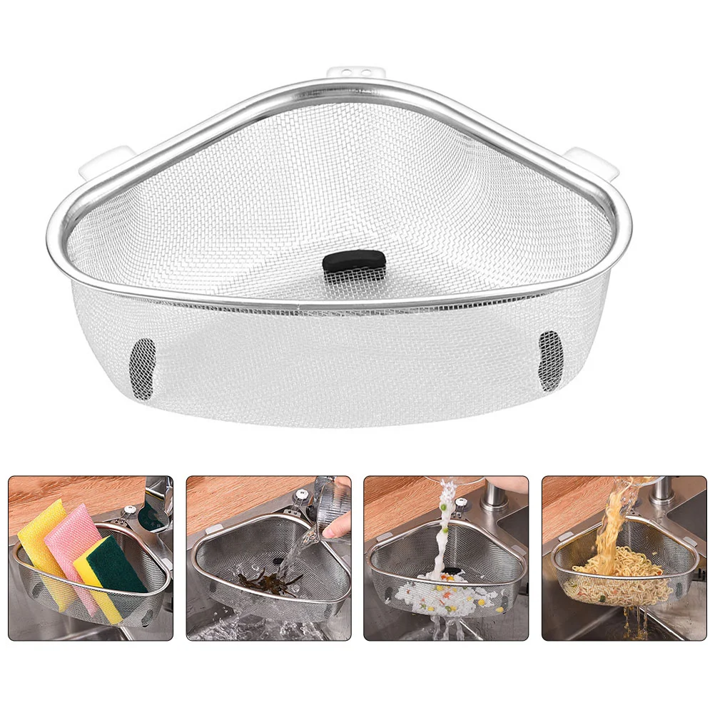 

Sink Drainer Basket Corner Strainer Kitchen Supplies Holder Rack Shelf Container Triangle Filter Stainless Steel Drying Baby