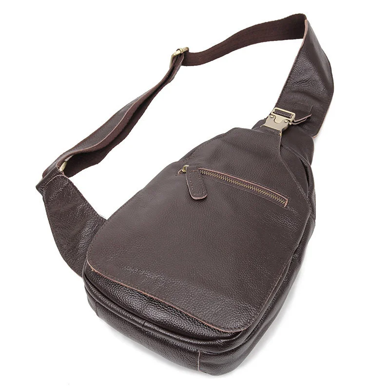 Imagem -05 - Bolsa de Peito de Couro Genuíno dos Homens de Couro Macio Cowskin Masculino Bolsa de Couro Crossbody Pacote de Peito Bolsas de Estilingue Masculino