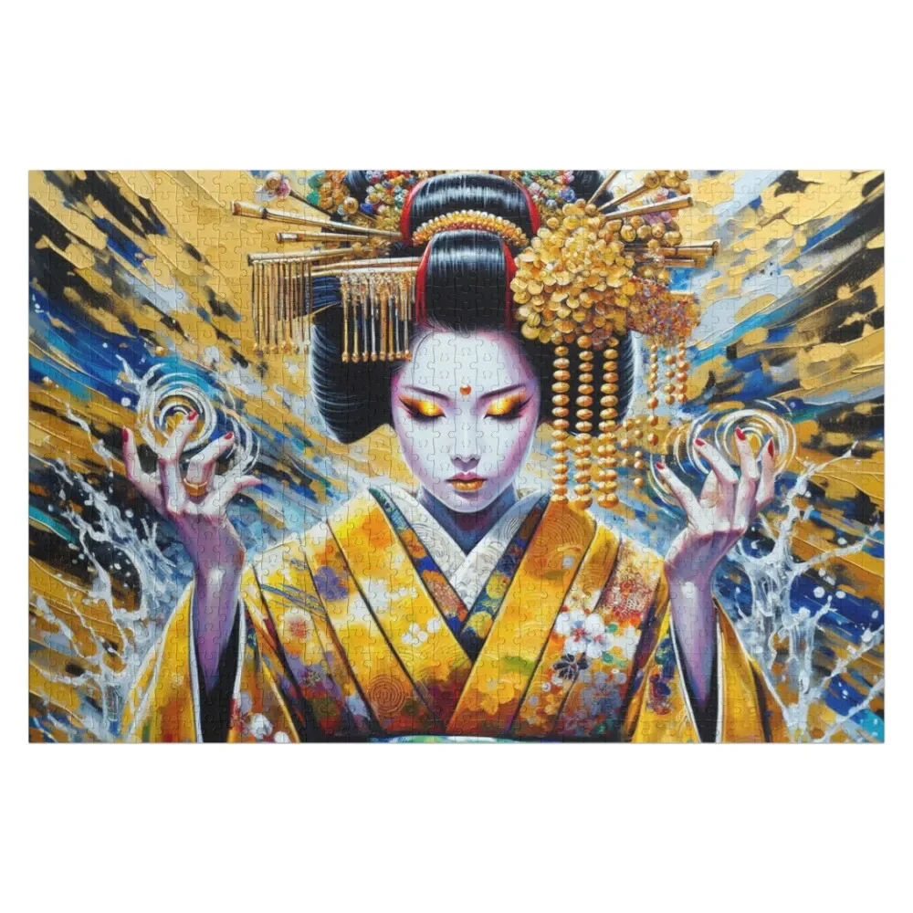 

Golden Geisha Warrior - Asian Japanese Ancient Art Jigsaw Puzzle Custom Gifts Wood Photo Personalized Name Wooden Toy Puzzle