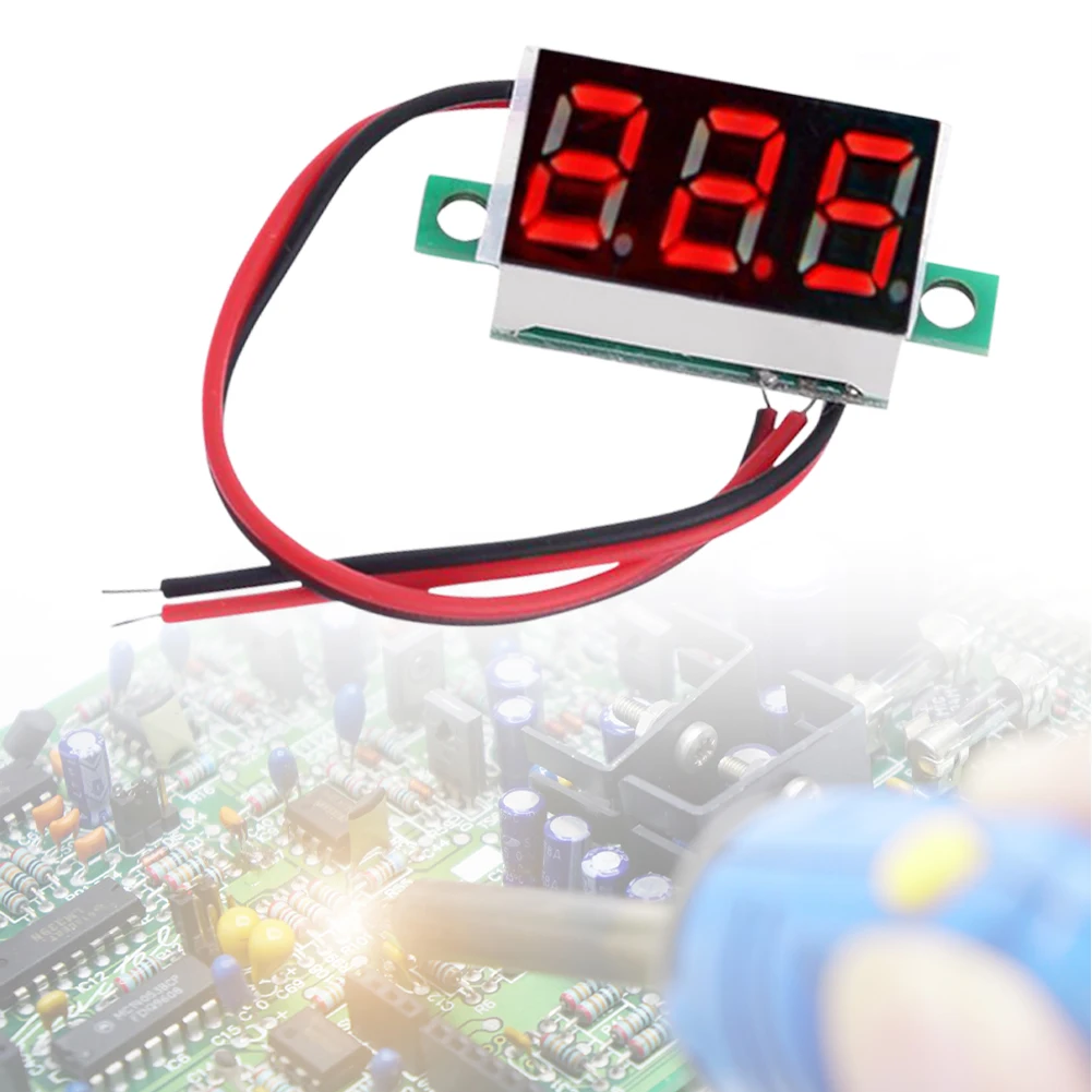 0.36 Polegada led digital mini voltímetro 2 fios dc 4.5v-30v volts detector monitor painel azul/vermelho/verde display led