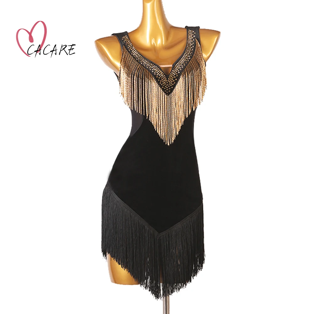 

CACARE Latin Dance Dress Fringed Women Girls Salsa Dance Clothes Practice Modern Competition Dancing Dresses D1254 Customize